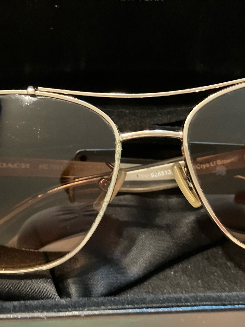 Coach Gold Frame Brown Lens Aviator Sunglasses